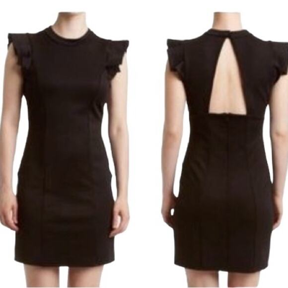 Leola Couture Dress Womens Size S Black Cutout Ruffle Classic Feminine Party LBD - Picture 1 of 10